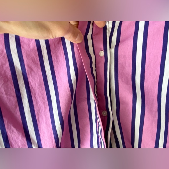 Maje pink/purple/white striped shirt with snap button sleeves - Picture 9 of 16